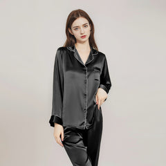 Women Silk pyjamas Long Sleeves pure Silk Sleepwear Set