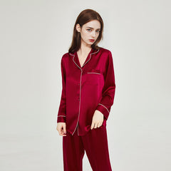 Women Silk pyjamas Long Sleeves pure Silk Sleepwear Set