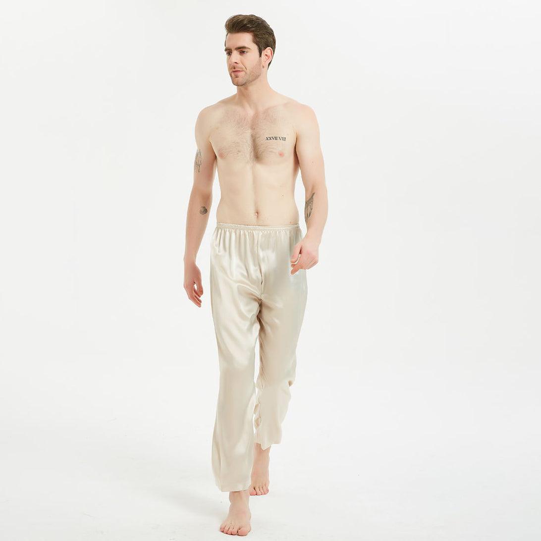 Classic 22 Momme Silk Sleepwear Pants For Men 100% Pure Silk Long Pants Nightwear - avasilk