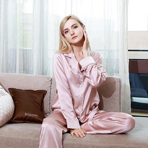 Mommesilk S Classic Silk Pajamas Set for Women-Rosy Pink