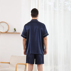 22 Momme Short Silk Pyjamas Set For Men 100% Pure Silk Sleepwear For Summer - avasilk