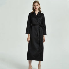 Elegant Ladies Full Length Silk Robe 22 Momme Silk Bathrobe Silk Nightwear Women's Day Gifts - avasilk