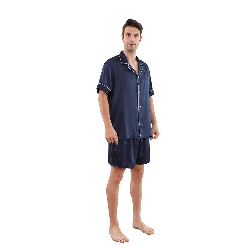 Men's Navy Pure Silk Pyjamas