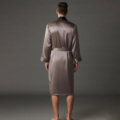 Best Luxury Silk Robe For Mens Long Sleeves Silk Sleepwear Silk Bathrobe - avasilk