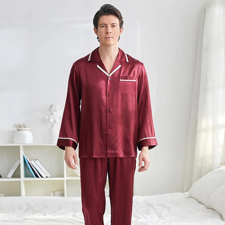 22 Momme Mens Luxury Silk Pyjamas Set Long Sleeves With Wide