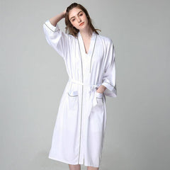 22MM Luxury Silk Robe For Women Mid Length Silk Bathrobe Silk Nightwear - avasilk