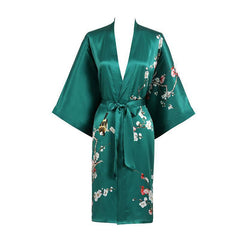 19 MM Pure Silk Kimono Robe Short Silk kimono Robe Cherry blossom Printed Silk Sleepwear - avasilk