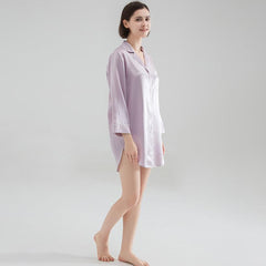 Luxury Classic Silk Sleep Shirt For Ladies 100% Silk Silk Nightshirt Long sleeves Sleepwear - avasilk