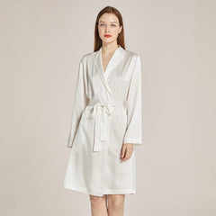 Long Sleeves Elegant Silk Robe For Women 100% Mulberry Silk Bathrobe Silk Nightwear Gifts - avasilk