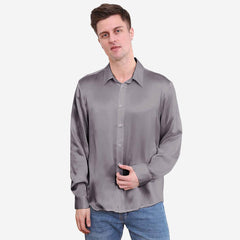 22 Momme Classic Business Mens Silk Shirts Long Sleeves Silk Top - avasilk