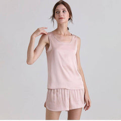 Comfortable Silk Tank & Shorts Set 100% Mulberry Silk Cami Set Silk Sleepwear - avasilk