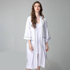 22MM Luxury Silk Robe For Women Mid Length Silk Bathrobe Silk Nightwear - avasilk