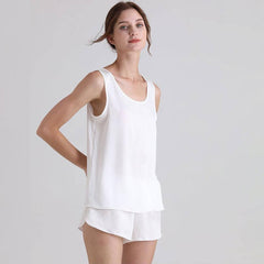 Comfortable Silk Tank & Shorts Set 100% Mulberry Silk Cami Set Silk Sleepwear - avasilk