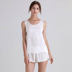 Comfortable Silk Tank & Shorts Set 100% Mulberry Silk Cami Set Silk Sleepwear - avasilk