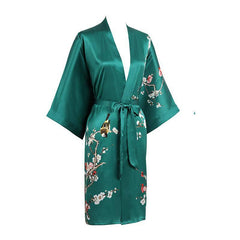 19 MM Pure Silk Kimono Robe Short Silk kimono Robe Cherry blossom Printed Silk Sleepwear - avasilk