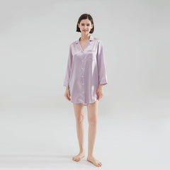 Luxury Classic Silk Sleep Shirt For Ladies 100% Silk Silk Nightshirt Long sleeves Sleepwear - avasilk