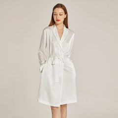 Long Sleeves Elegant Silk Robe For Women 100% Mulberry Silk Bathrobe Silk Nightwear Gifts - avasilk