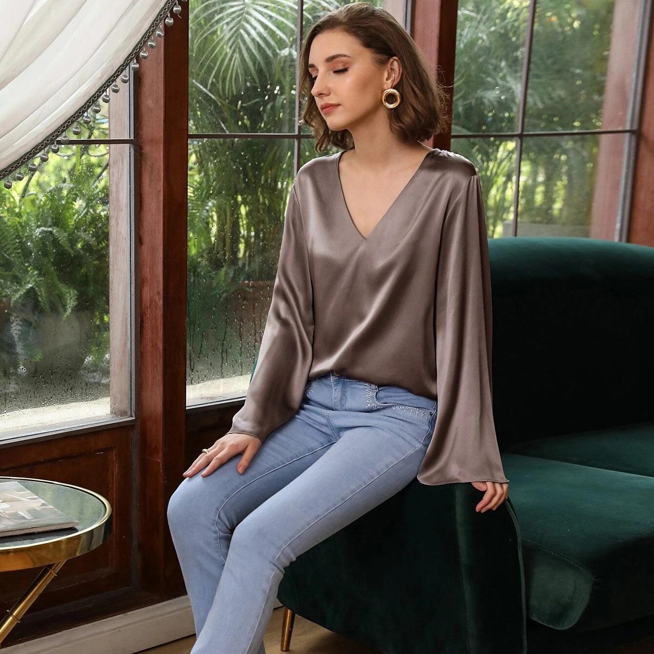 Buy LilySilk Silk Blouse for Women 100% Pure Silk Long Sleeves