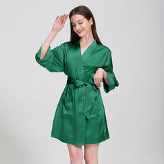 Elegant Solid Color Silk Nightgown And Robe Set For Women Silk Sleepwear Bathrobe With Nightdress - avasilk