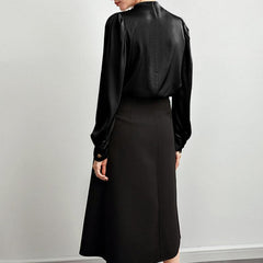 Classy Womens Silk Blouse 100% Mulberry Silk Top Chic Long Sleeves Silk Shirt - avasilk
