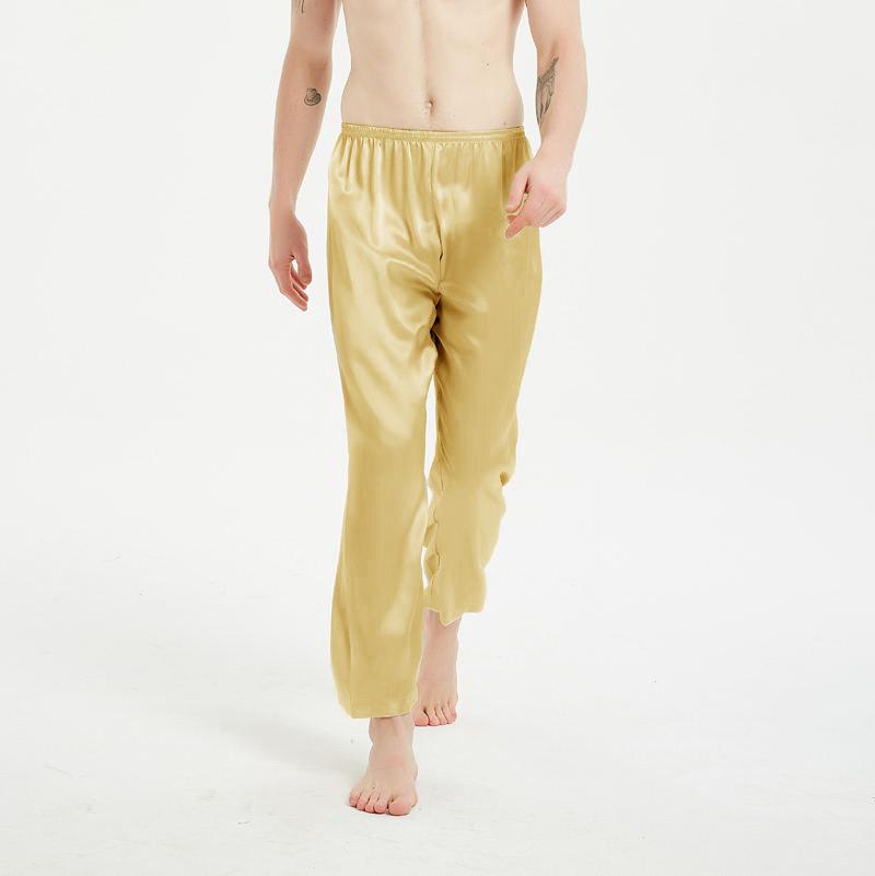 22 Momme Long Silk Pants for Men Navy Blue XS